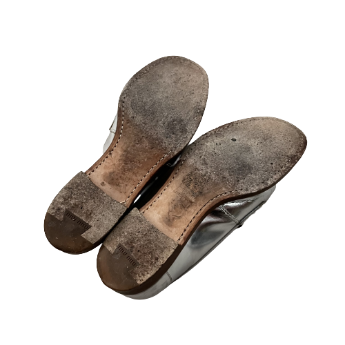 miu miu silver penny loafers 35