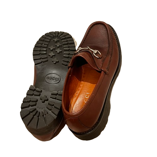 gucci cognac horsebit loafers 7.5