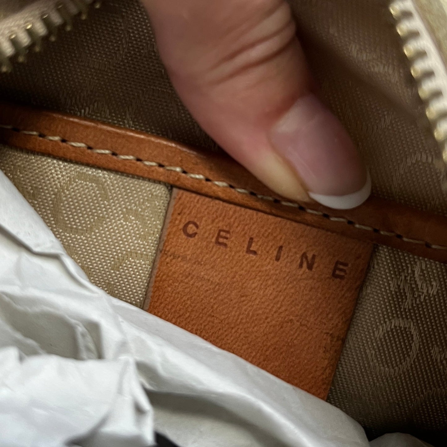 celine vintage beige monogram bag