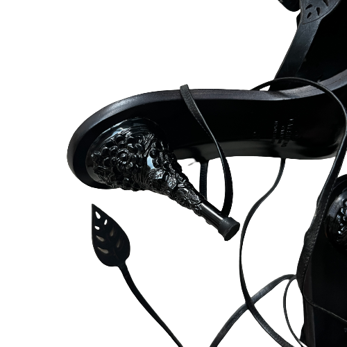 valentino black ivy flower sandals 39