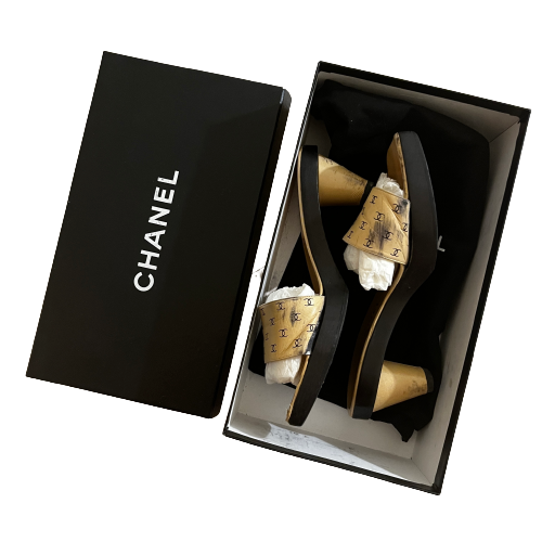 chanel monogram block sandal 37