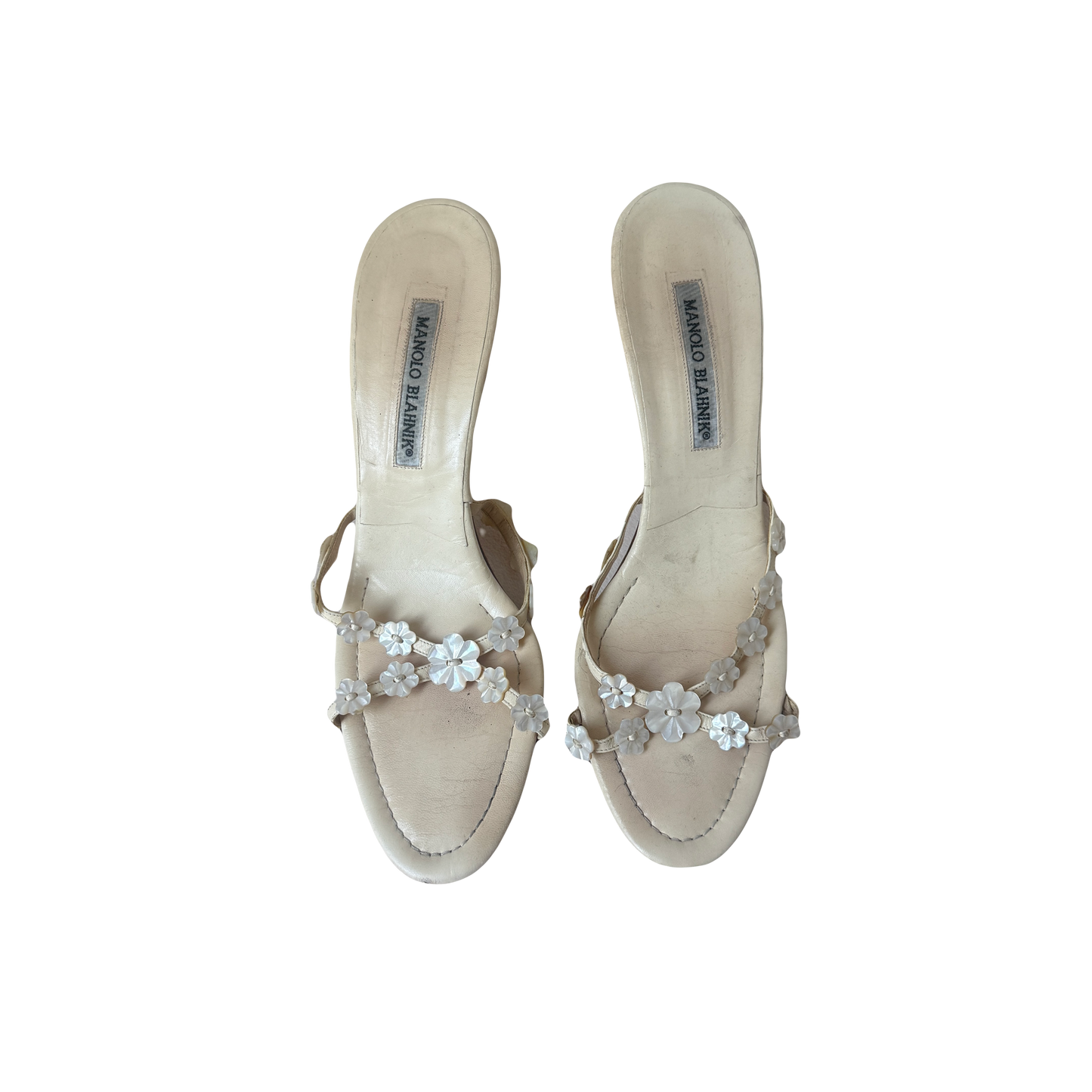 manolo blahnik mother of pearl sandals