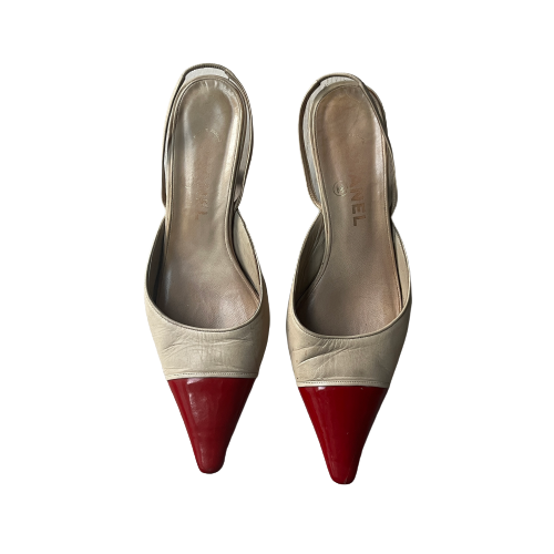 vintage chanel pointed slingbacks 38.5