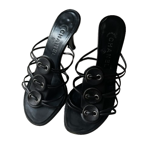 vintage chanel button sandals 37.5