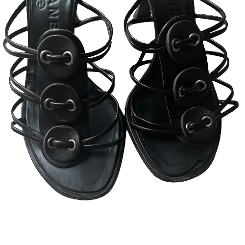 vintage chanel button sandals 37.5