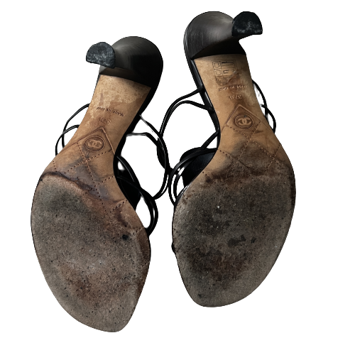 vintage chanel button sandals 37.5