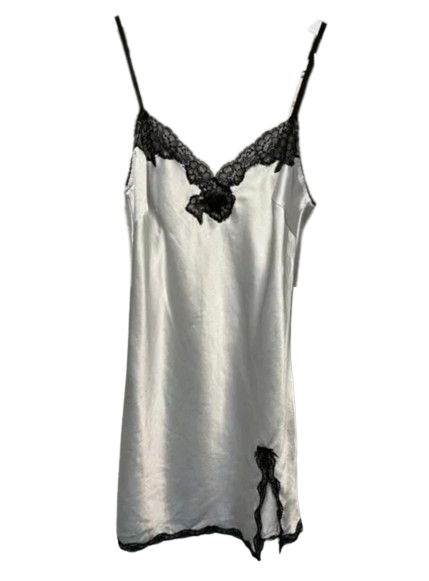 vintage victoria's secret silver lace slip xs