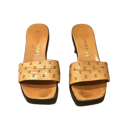 chanel cc logo chunky sandals 37