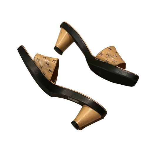 chanel cc logo chunky sandals 37