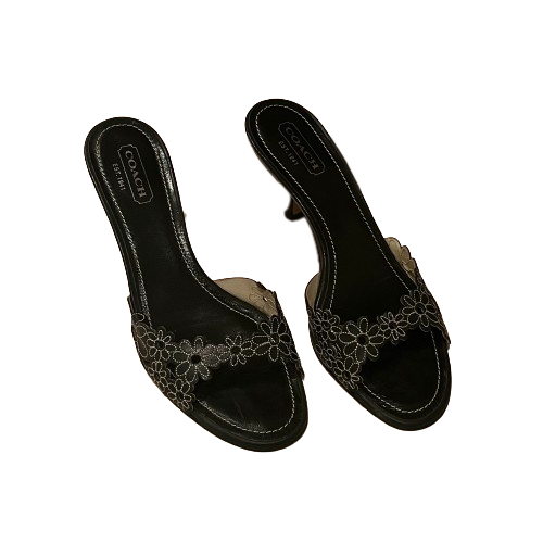 coach floral black sandals 8.5