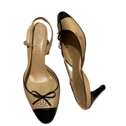 chanel cap toe slingback heels 36.5