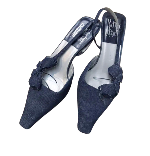 rodolphe menudier denim flower slingbacks 36.5