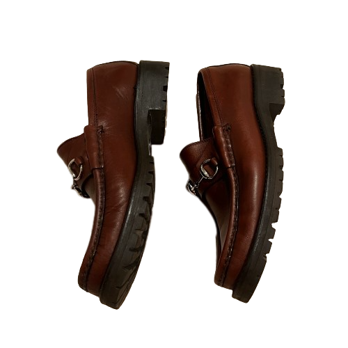 gucci cognac horsebit loafers 7.5
