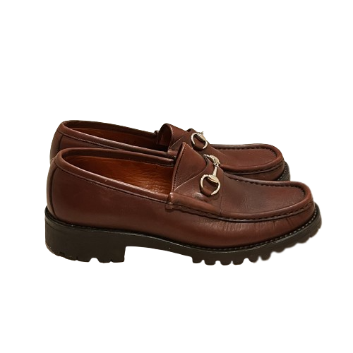 gucci cognac horsebit loafers 7.5