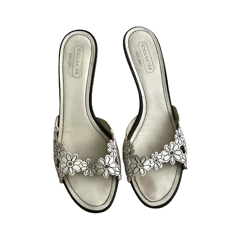 coach white flower mules 8