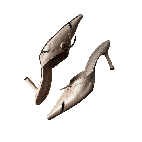 sergio rossi beige tie mule 36