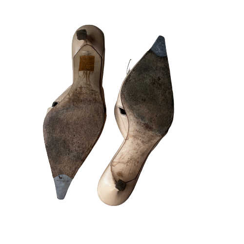 sergio rossi beige tie mule 36