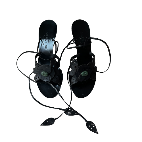 valentino black ivy flower sandals 39