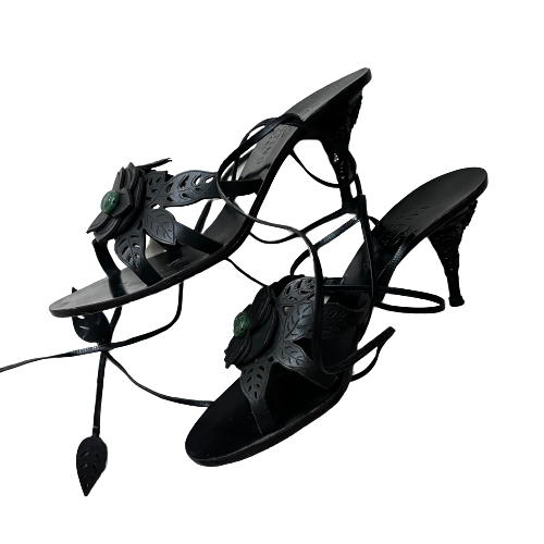 valentino black ivy flower sandals 39