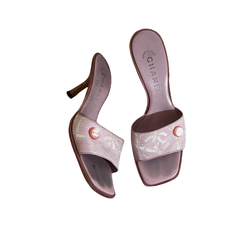 chanel pink logo mule 36.5