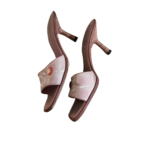 chanel pink logo mule 36.5