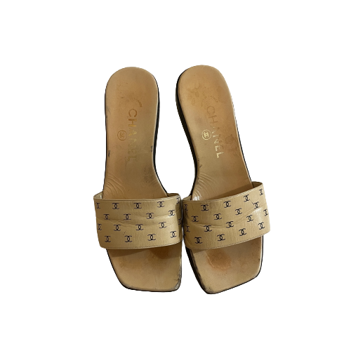 chanel monogram block sandal 37