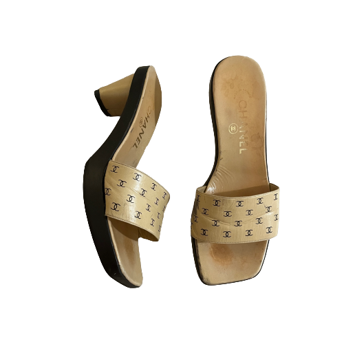 chanel monogram block sandal 37