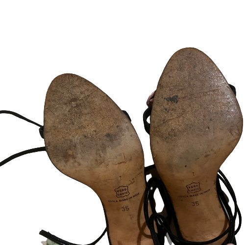 manolo blahnik rosette lace up sandals 35