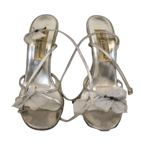 dolce & gabbana silver butterfly heels 40