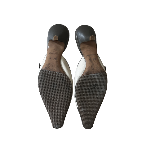 chanel khaki beige bowtie mules 34