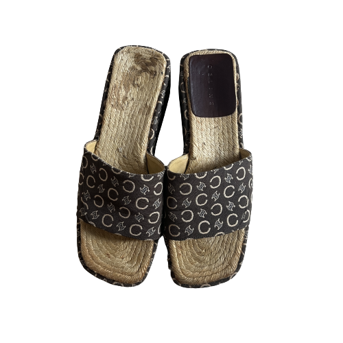 vintage celine monogram platform slides 38
